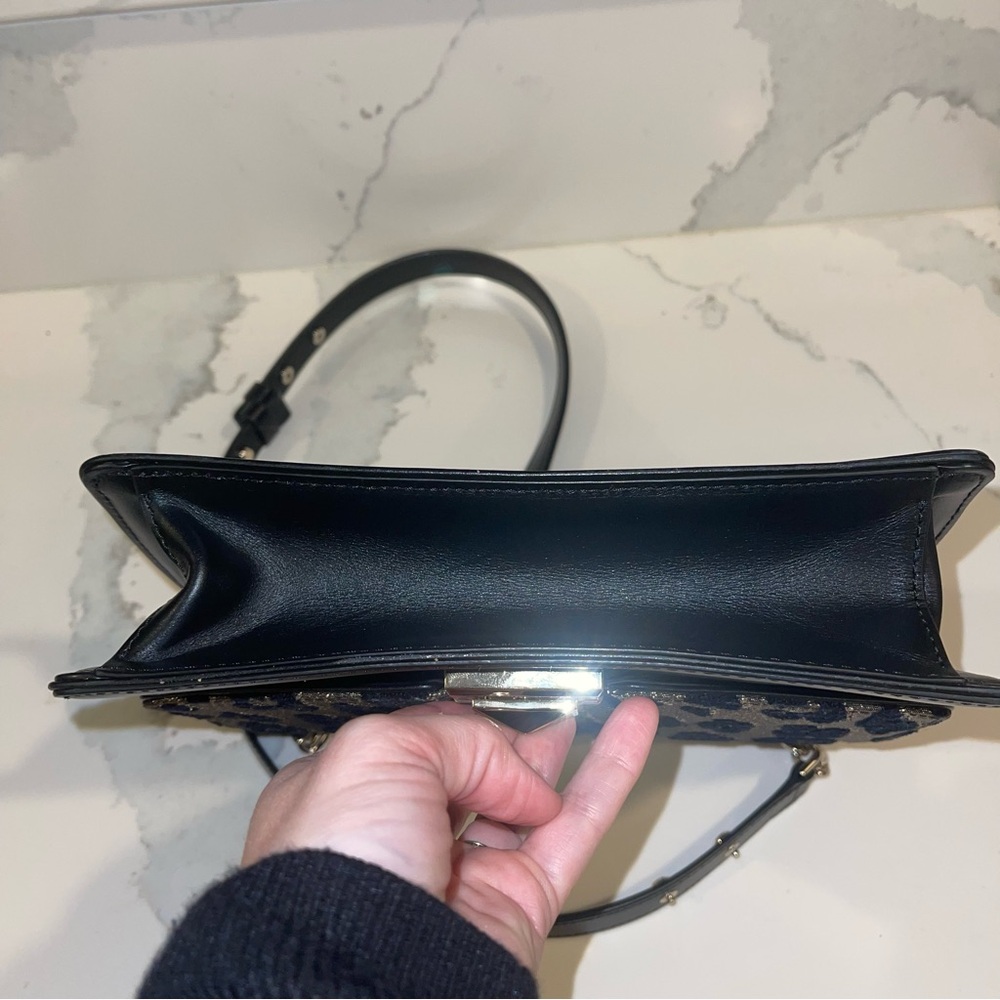 Kate Spade Neve Ocelot Medium Convertible Shoulder Crossbody Bag black gold $429 - Picture 5 of 9